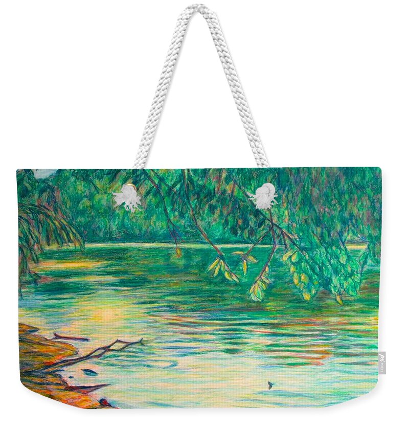 Landscape Weekender Tote Bag featuring the painting Mid-Spring on the New River by Kendall Kessler