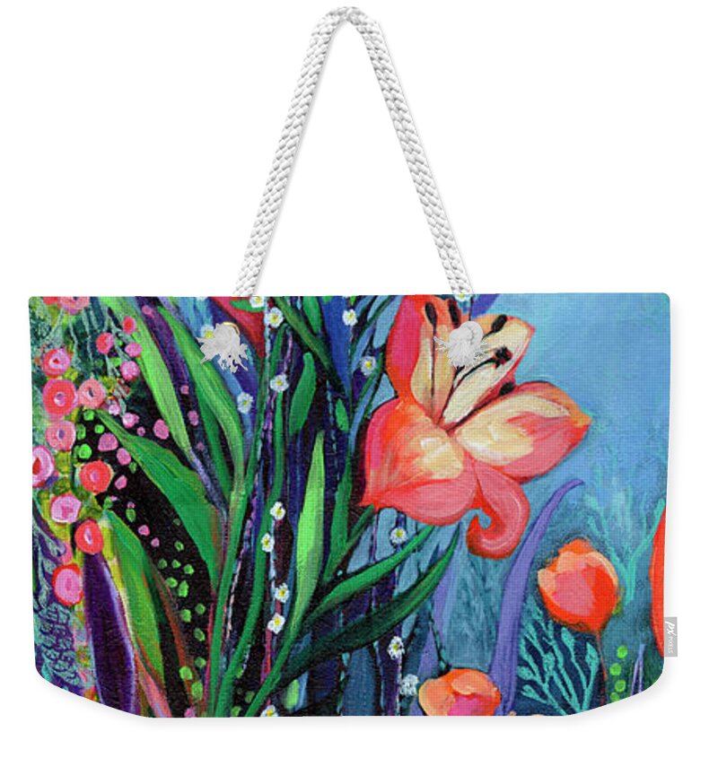 Floral Weekender Tote Bag featuring the painting Midnight Garden by Jennifer Lommers
