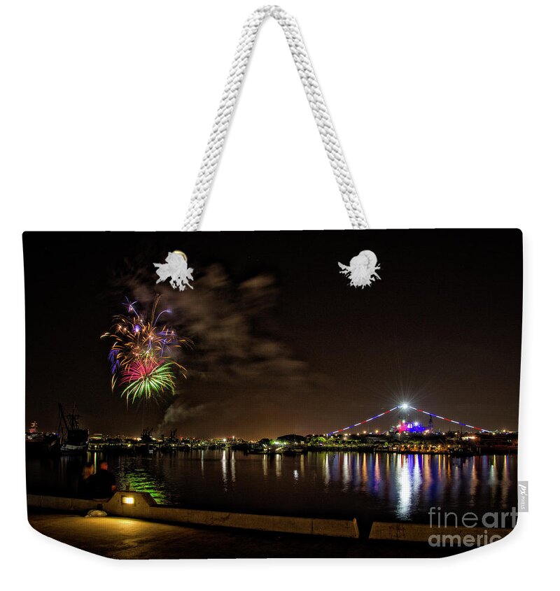 Fireworks Weekender Tote Bag featuring the photograph Midway Fireworks by Ken Johnson