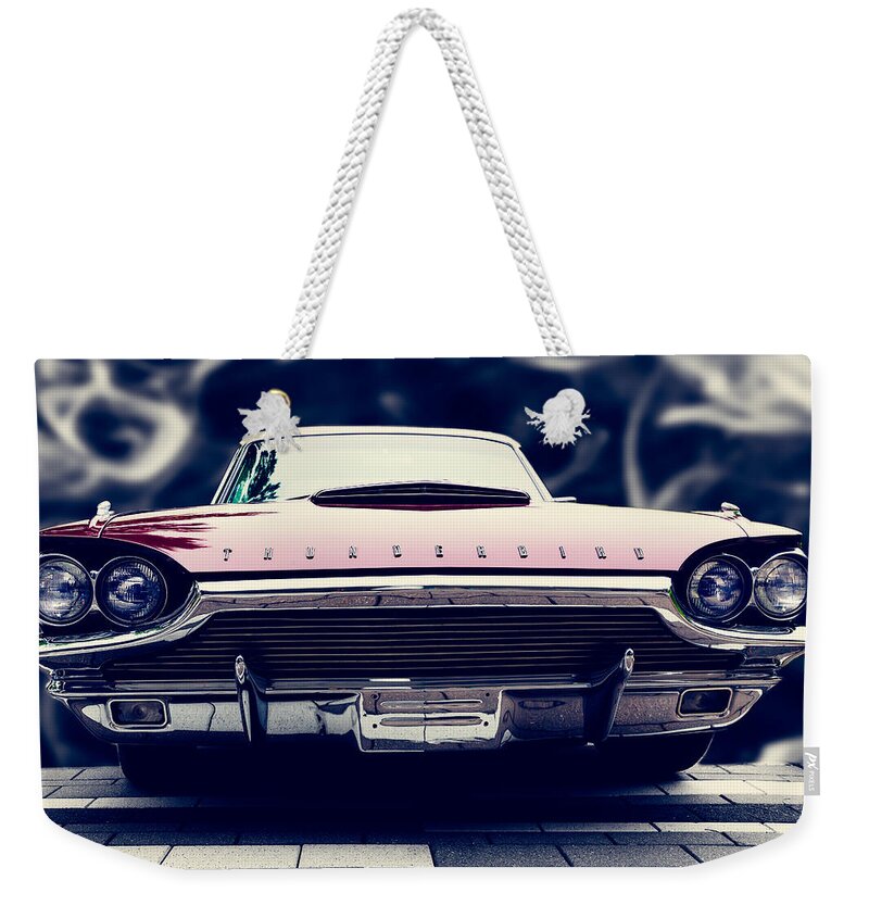 Car Weekender Tote Bag featuring the photograph Mighty Thunderbird by Carrie Hannigan
