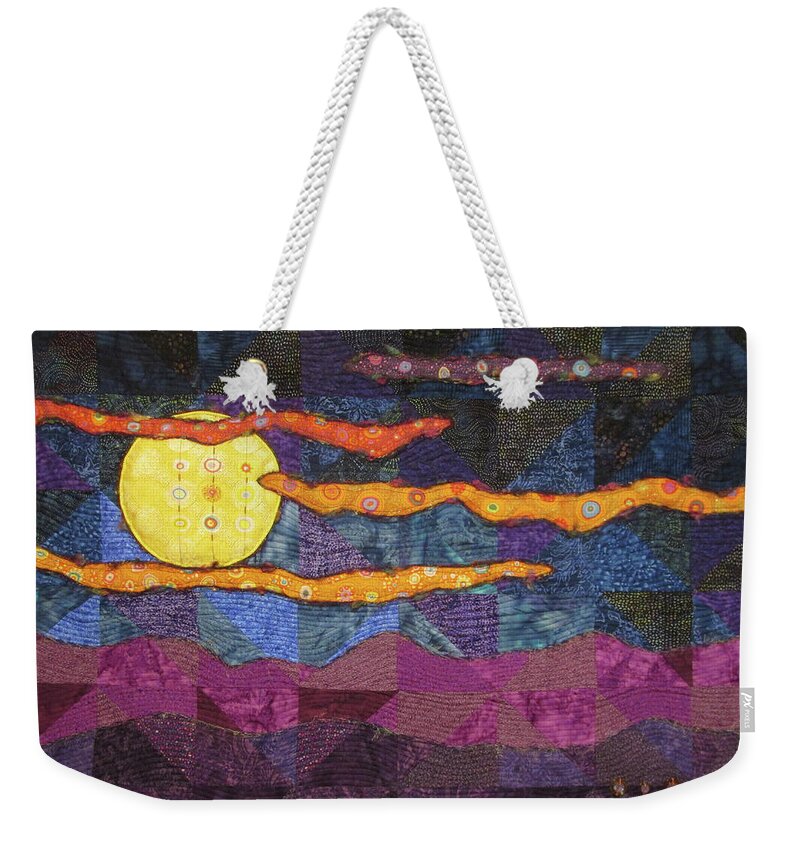 Art Quilt Weekender Tote Bag featuring the tapestry - textile Millefiori Moonlight by Pam Geisel