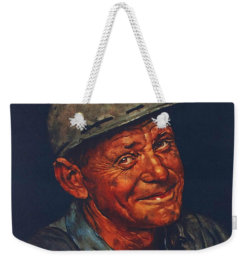 Coal Weekender Tote Bag featuring the painting Mine America's Coal by Norman Rockwell