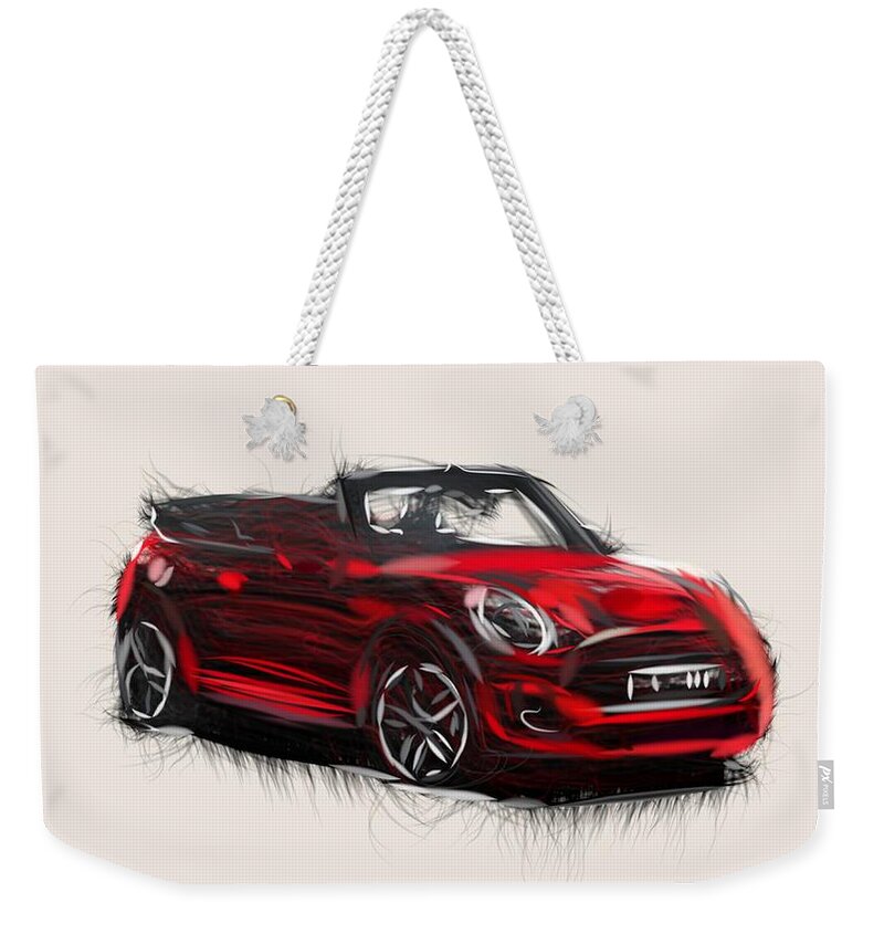 Mini Weekender Tote Bag featuring the digital art Mini Cabrio Draw by CarsToon Concept