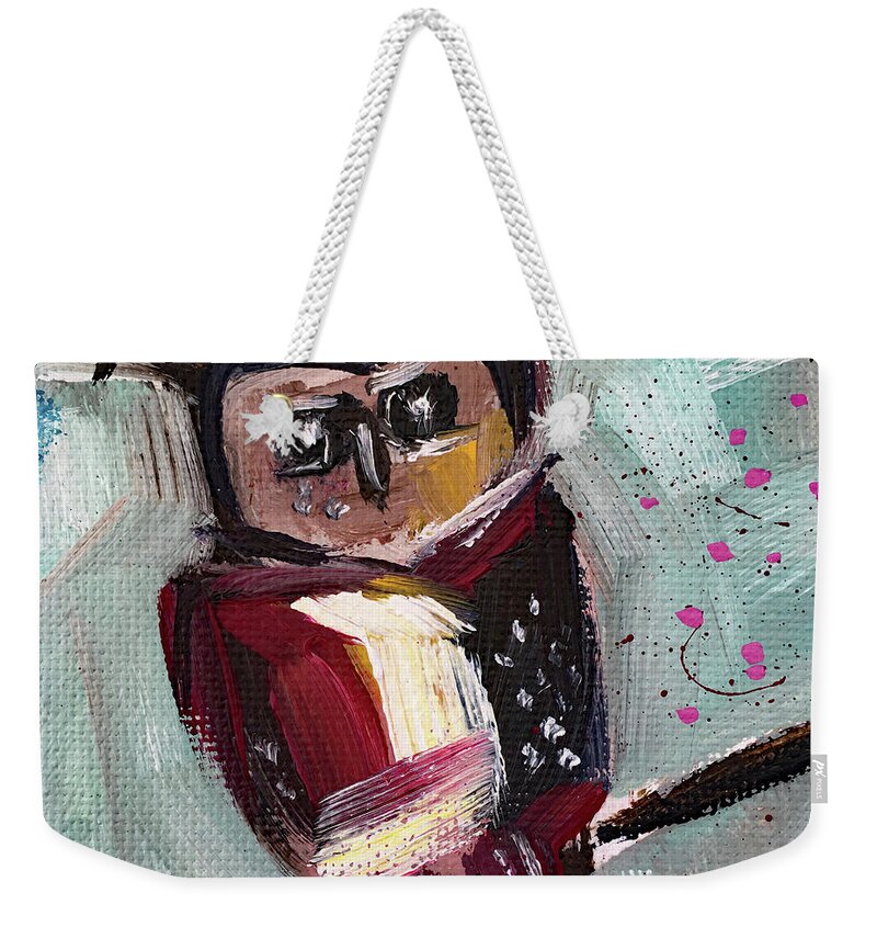 Owl Weekender Tote Bag featuring the painting Mini Owl 1 by Roxy Rich