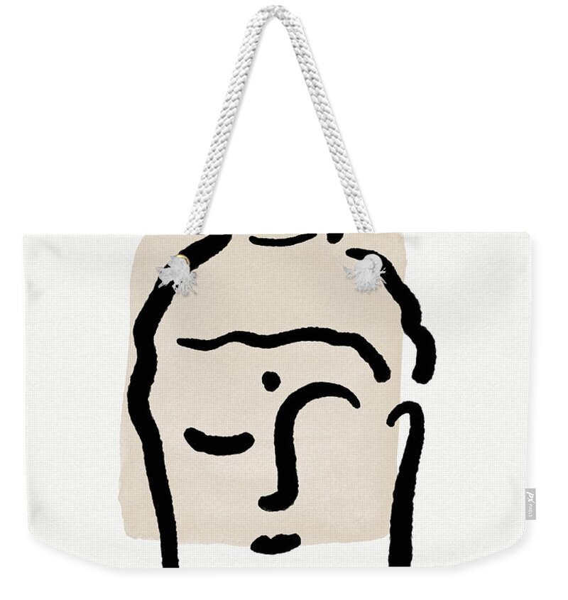 Minimal Weekender Tote Bag featuring the mixed media Minimal Buddha 4- Art by Linda Woods by Linda Woods