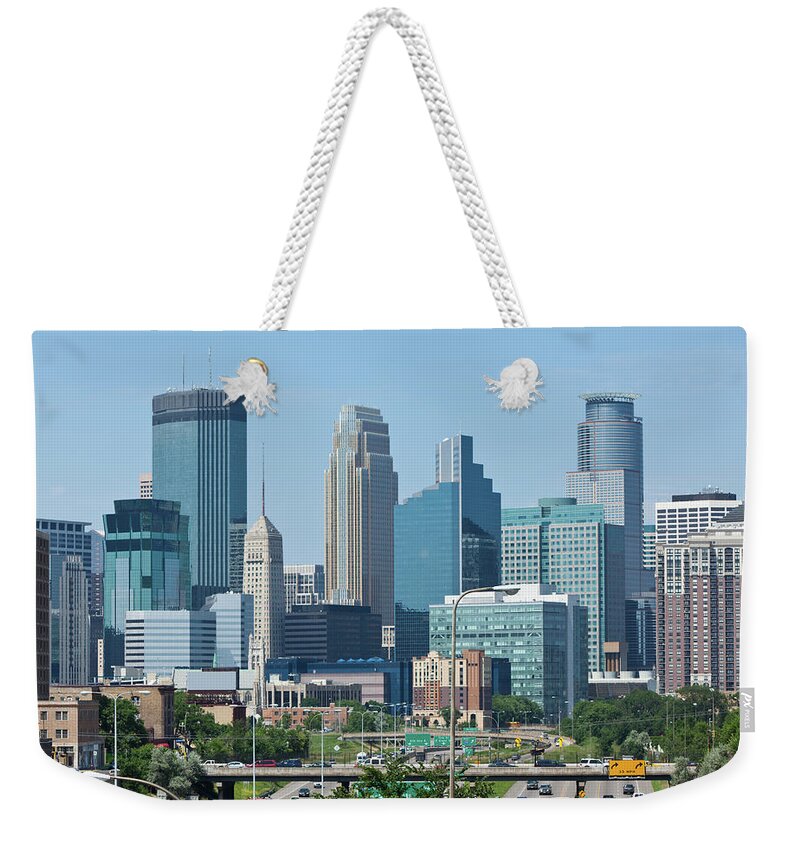 Built Structure Weekender Tote Bag featuring the photograph Minneapolis Skyline 2 by Kubrak78
