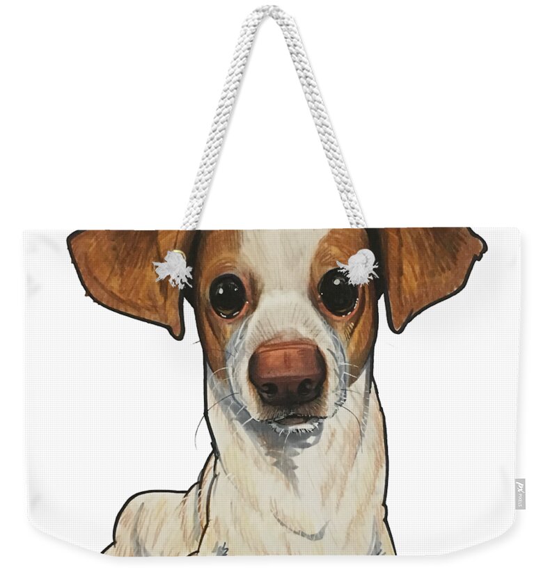 Mireles Weekender Tote Bag featuring the drawing Mireles The Doggie Dog Dog by John LaFree