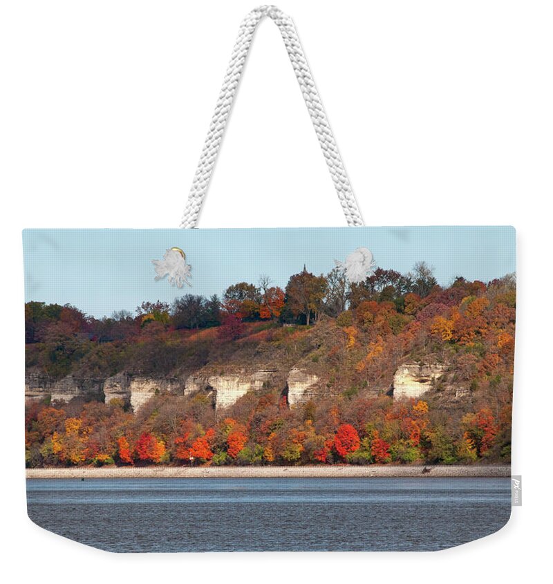 Missouri Weekender Tote Bag featuring the photograph Mississippi River Bluffs by Steve Stuller