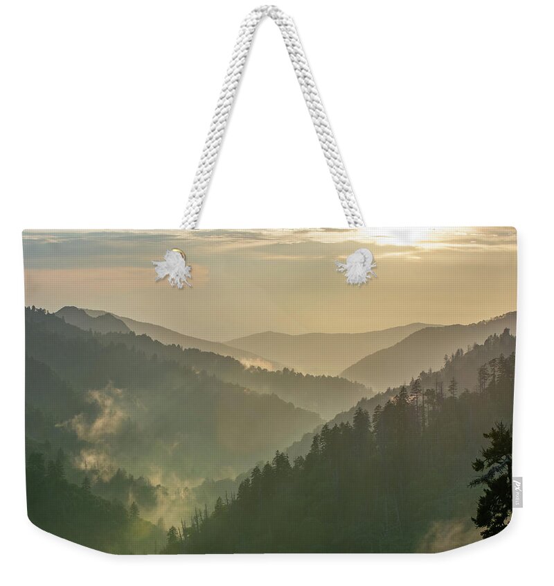  Weekender Tote Bag featuring the photograph Mists on the Great Smokies by Douglas Wielfaert