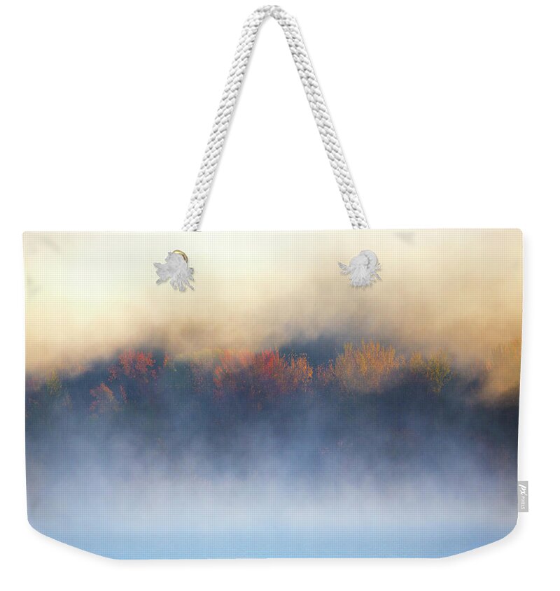 Misty Weekender Tote Bag featuring the photograph Misty Autumn Morning by White Mountain Images