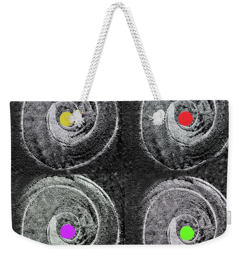 Abstract Weekender Tote Bag featuring the mixed media Modern Abstract Color Squares Polytych 300 by Sharon Williams Eng
