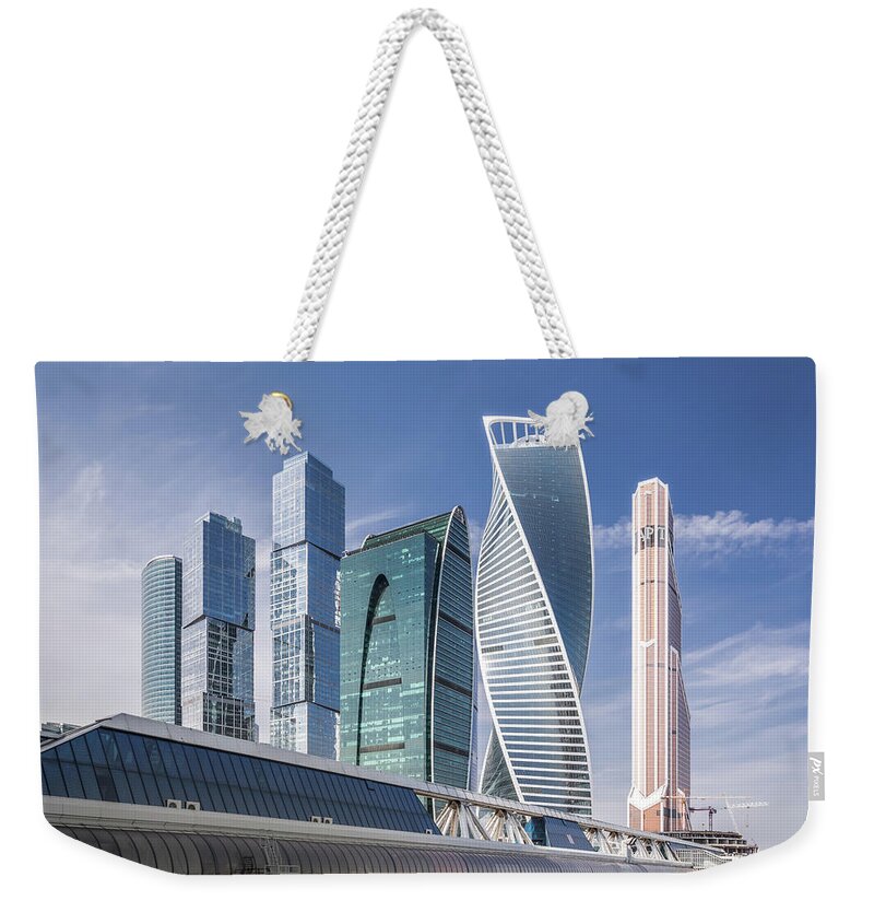 Downtown District Weekender Tote Bag featuring the photograph Modern Skyscrapers In Moscow by Yongyuan Dai