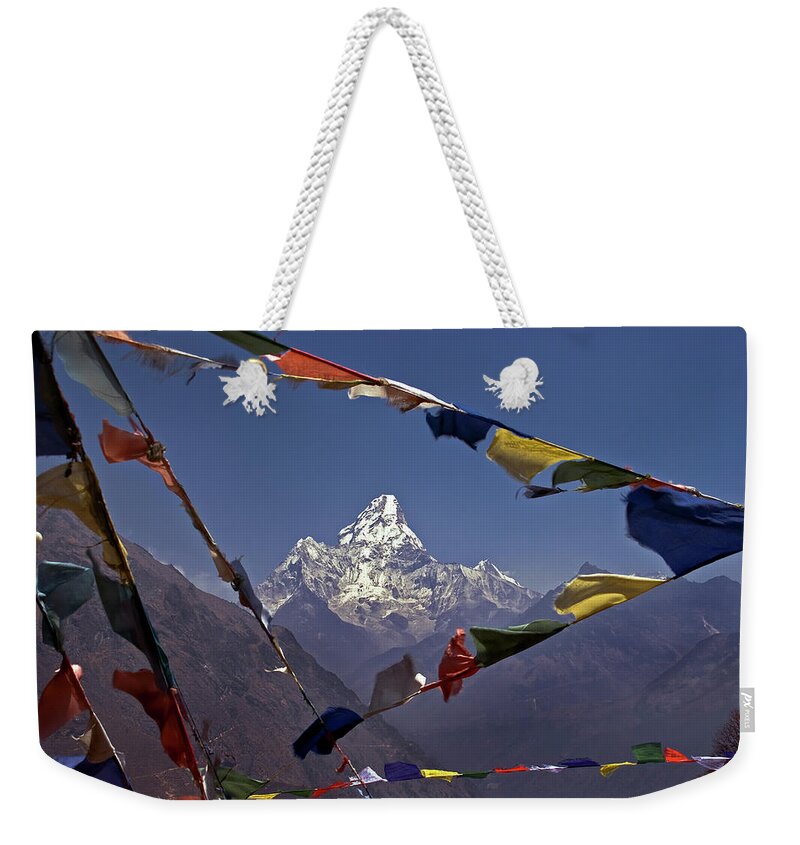 Tranquility Weekender Tote Bag featuring the photograph Mong & Ama Dablam by Foto Pietro Columba