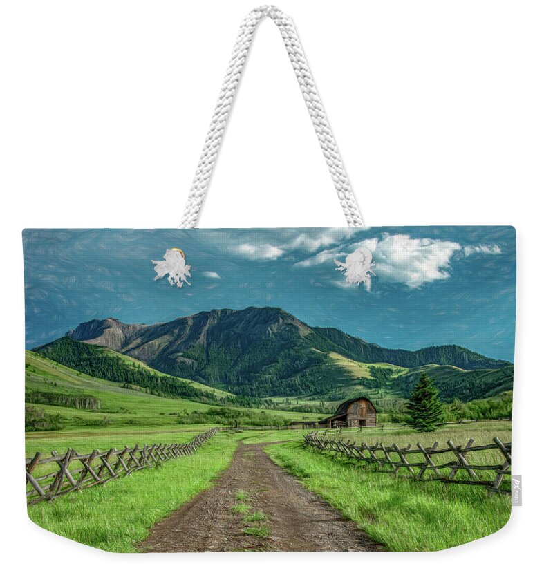 Montana Weekender Tote Bag featuring the photograph Montana Evening, Tom Miner Basin by Marcy Wielfaert