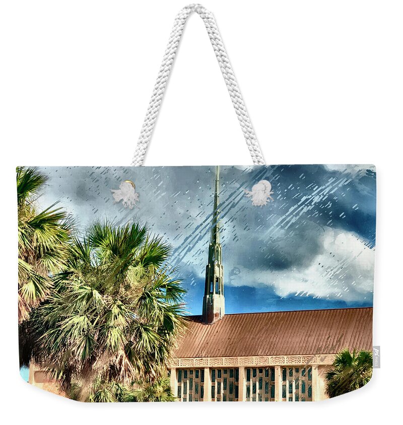 Moody Weekender Tote Bag featuring the photograph Moody Methodist Church by GW Mireles