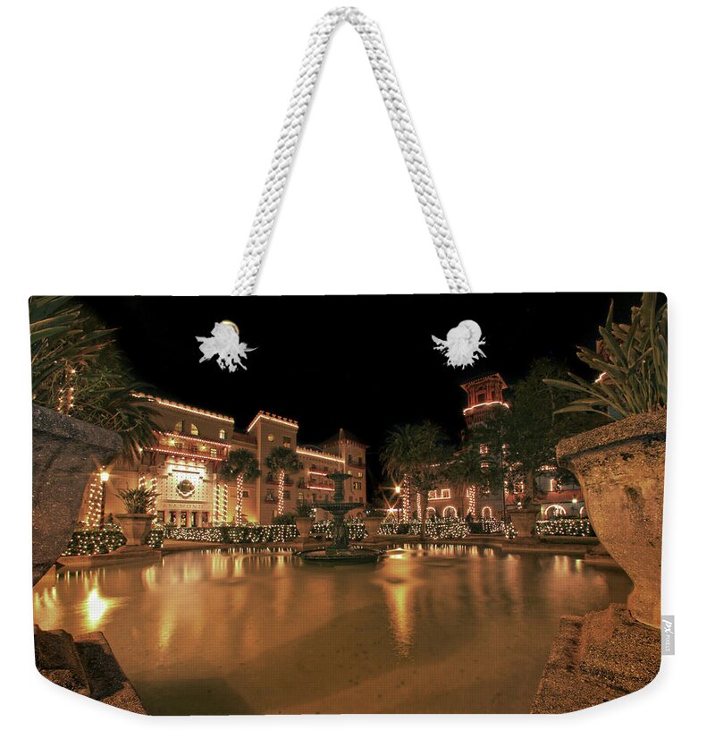St Augustine Weekender Tote Bag featuring the photograph Moon over St Augustine by Robert Och