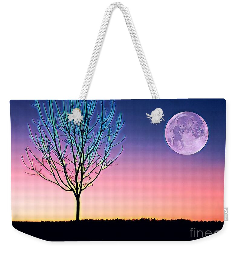 Nature Weekender Tote Bag featuring the painting Moonrise by Denise Railey
