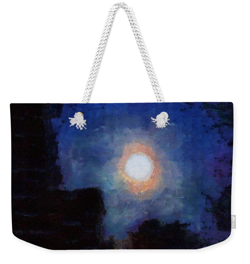 Moon Weekender Tote Bag featuring the mixed media Moonscape by Christopher Reed