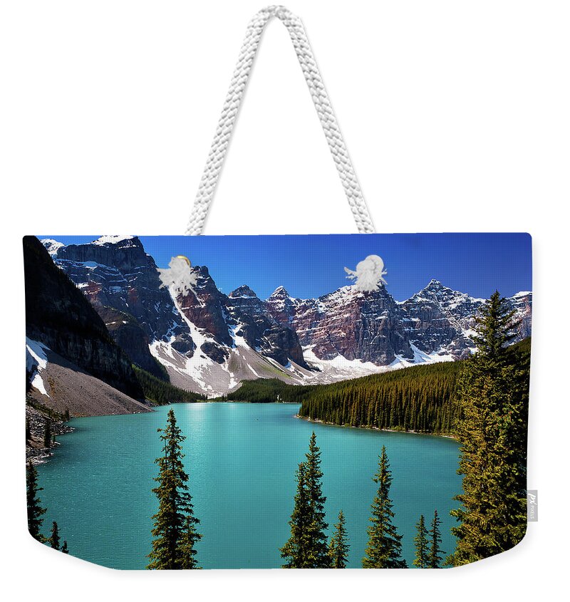 Scenics Weekender Tote Bag featuring the photograph Moraine Lake, Banff National Park by Edwin Chang Photography