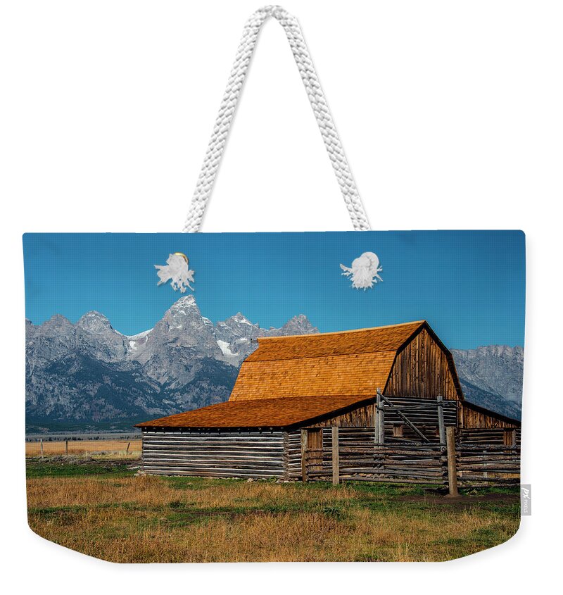 Grand Tetons Weekender Tote Bag featuring the photograph Mormons Barn 3779 by Donald Brown