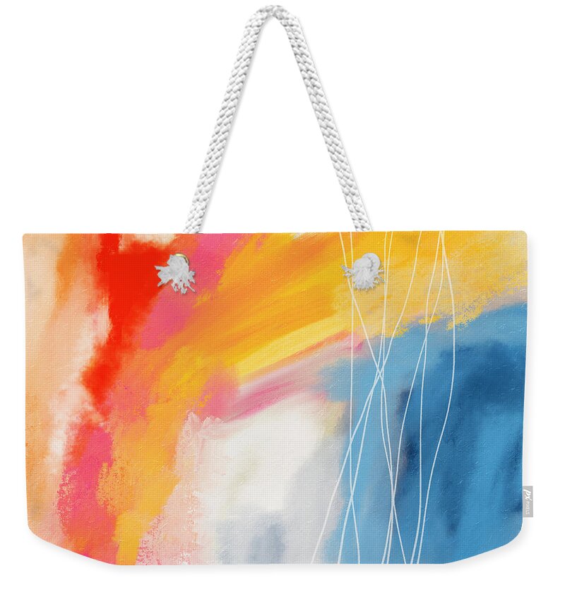 Abstract Weekender Tote Bag featuring the mixed media Morning 2- Art by Linda Woods by Linda Woods