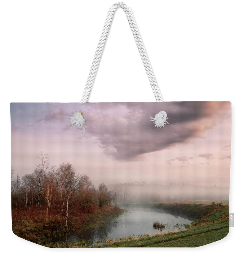 Spring Weekender Tote Bag featuring the photograph Morning By the Oxbow by Dan Jurak