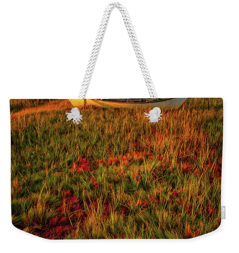 Footbridge Beach Weekender Tote Bag featuring the photograph Morning Dory by Jeff Sinon