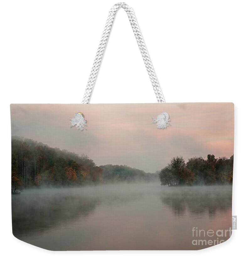 Lake Weekender Tote Bag featuring the photograph Morning fog by Izet Kapetanovic