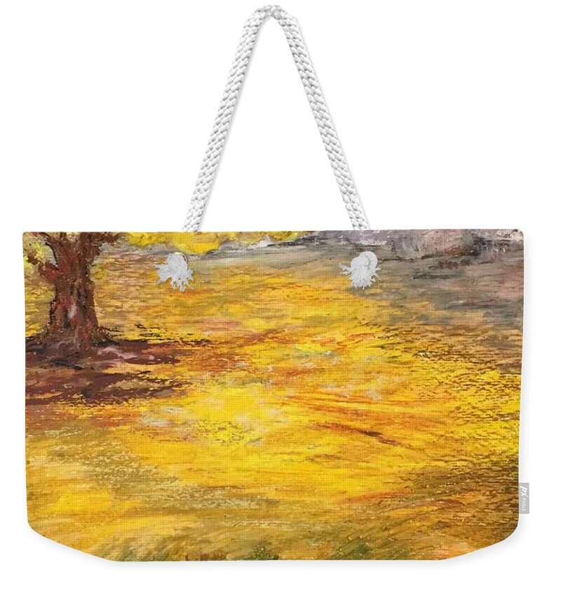 Landscape Weekender Tote Bag featuring the painting Morning glory by Norma Duch