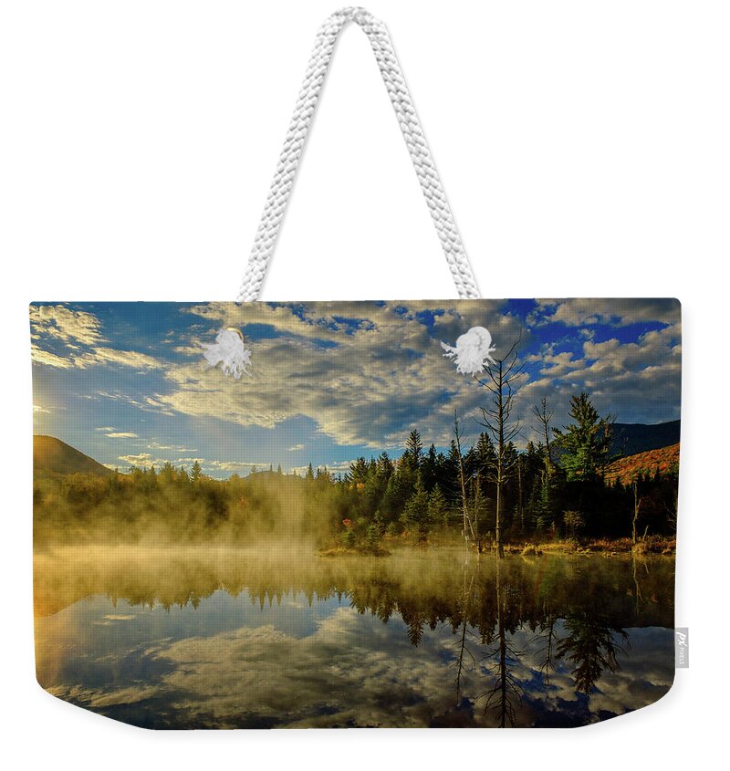 Prsri Weekender Tote Bag featuring the photograph Morning Mist, Wildlife Pond by Jeff Sinon