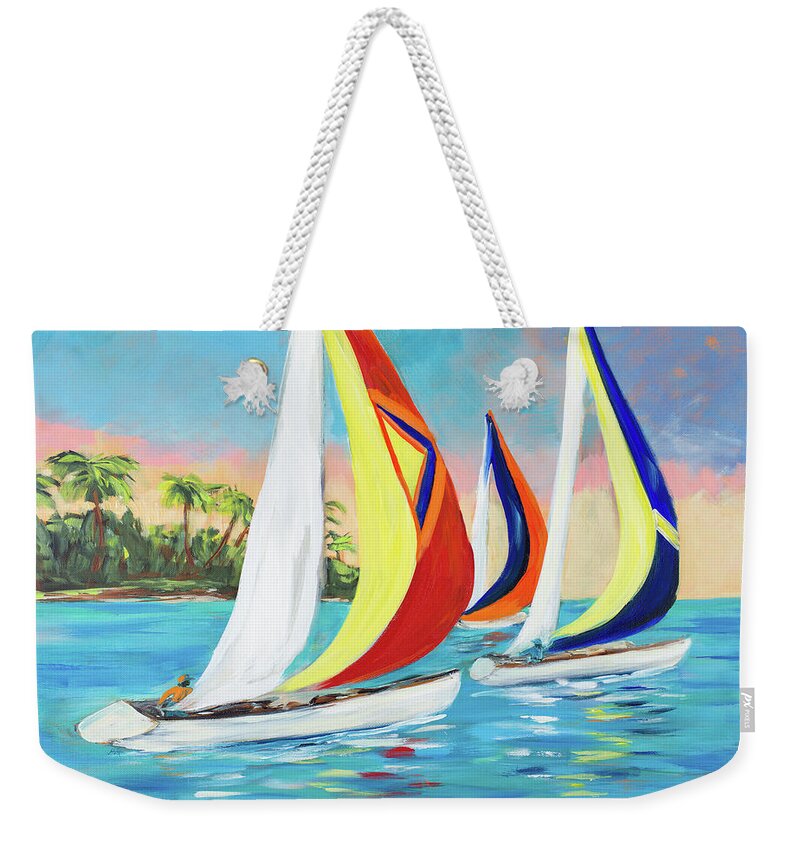 Morning Weekender Tote Bag featuring the painting Morning Sails II by Julie Derice