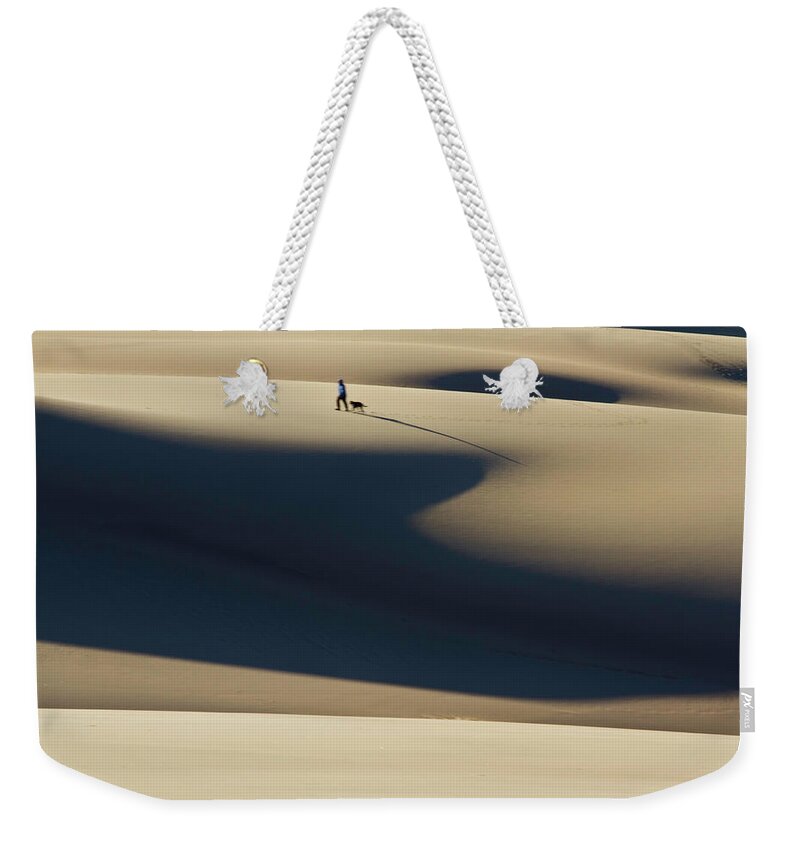 Sand Weekender Tote Bag featuring the photograph Morning Walk by Robert Woodward