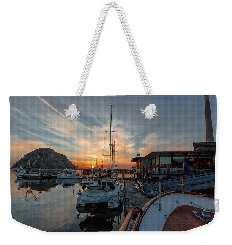 Morro Bay Weekender Tote Bag featuring the photograph Morro Bay Sunset by Mike Long