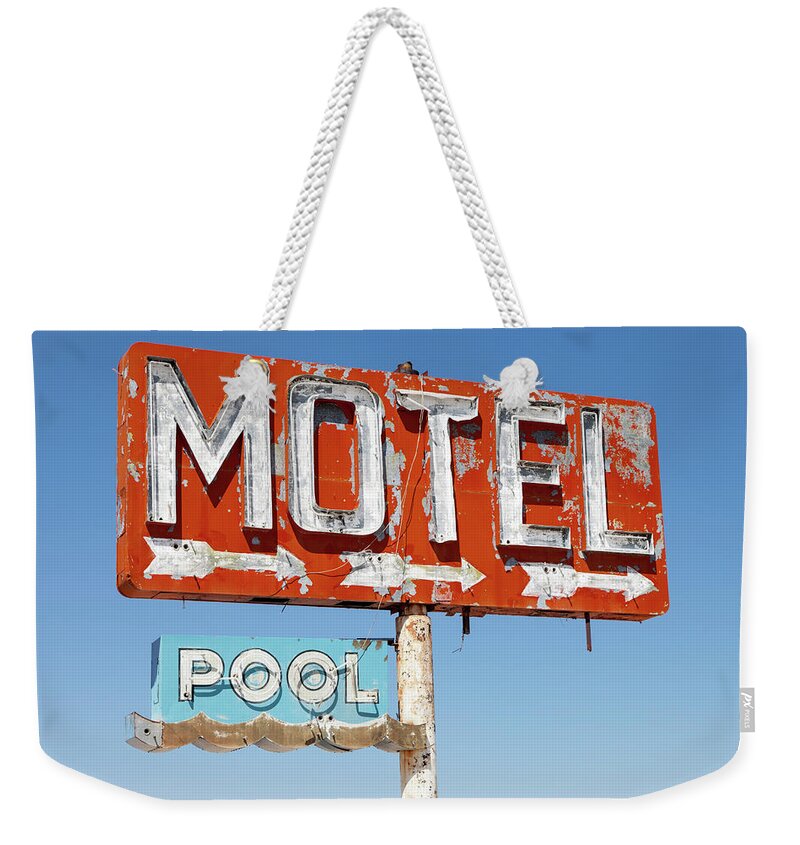 Route 66 Weekender Tote Bag featuring the photograph Motel with Pool by Rick Pisio