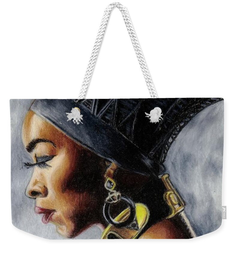 Black Panther Weekender Tote Bag featuring the drawing Mother of the Panther by Philippe Thomas