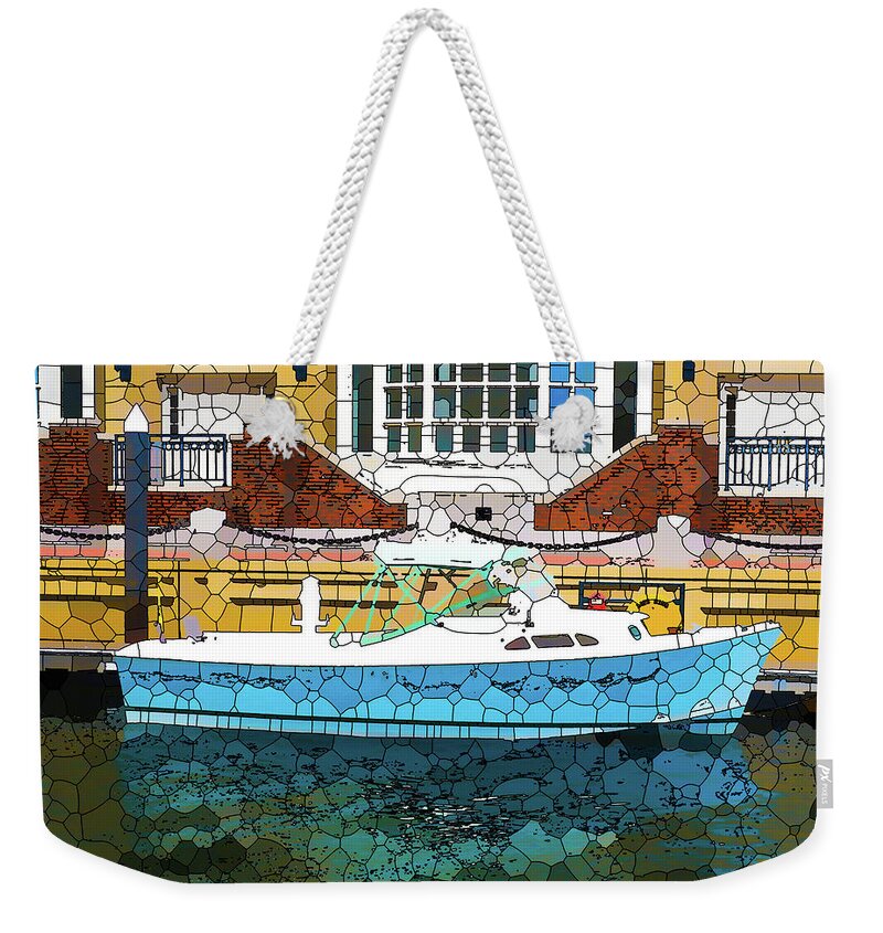 Motorboat Weekender Tote Bag featuring the painting Motorboat 11 by Jeelan Clark