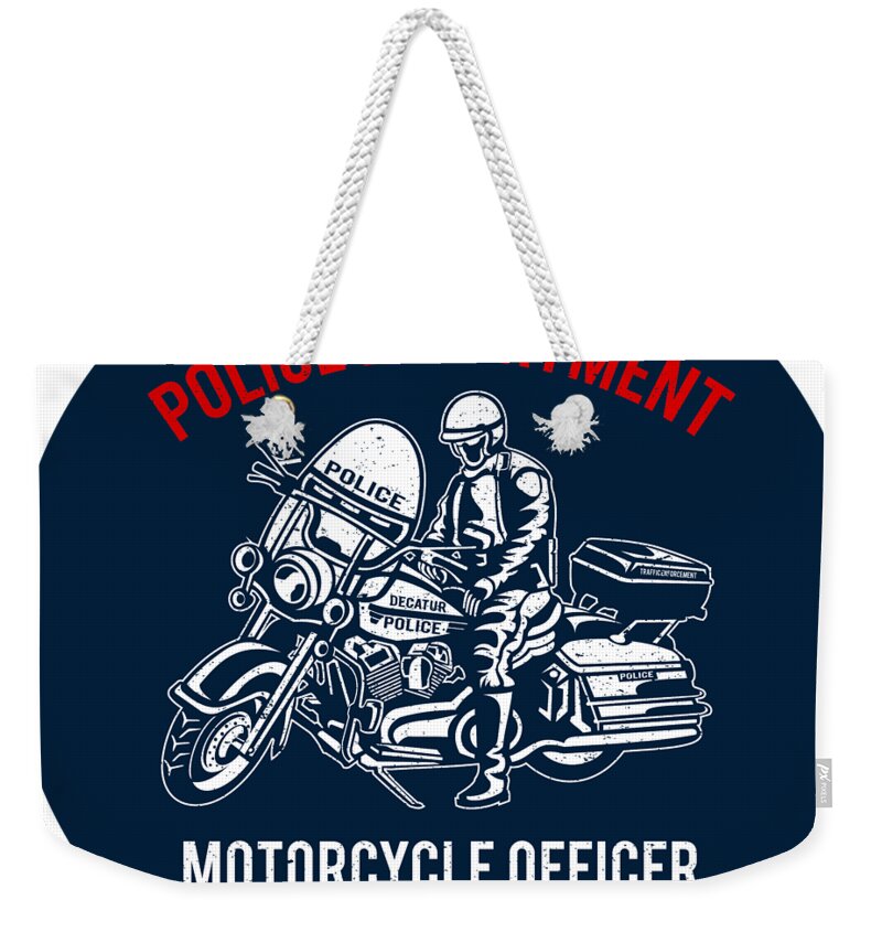 Police Weekender Tote Bag featuring the digital art Motorcycle police by Long Shot