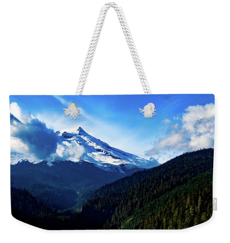 Steve Bunch Weekender Tote Bag featuring the photograph Mount Baker in the summer by Steve Bunch
