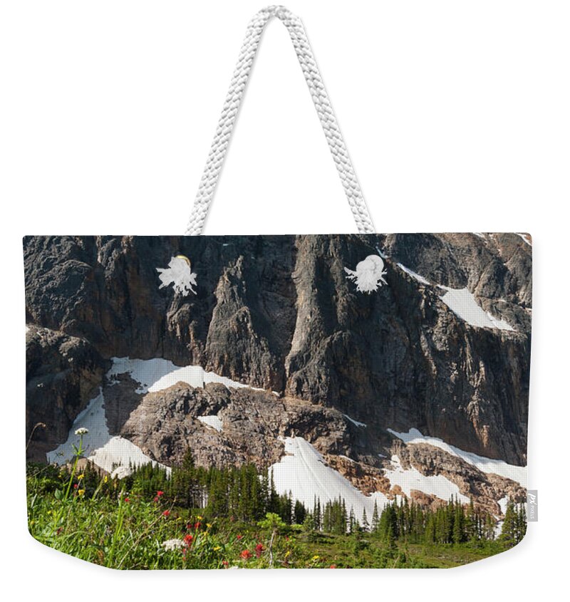 Scenics Weekender Tote Bag featuring the photograph Mount Edith Cavell, North Face With by John Elk Iii