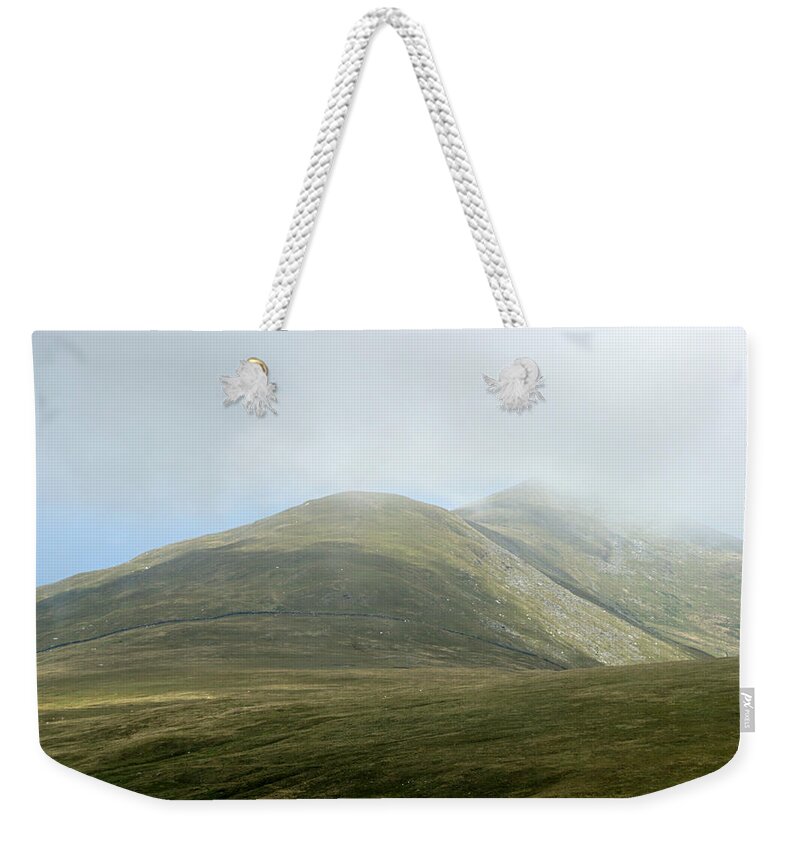 Snaefell Weekender Tote Bag featuring the photograph mountains on the isle of Man by Jolly Van der Velden