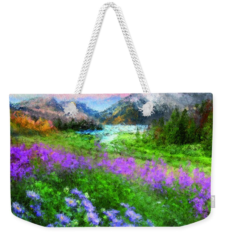 Mountains Weekender Tote Bag featuring the painting Mountains by Vart Studio