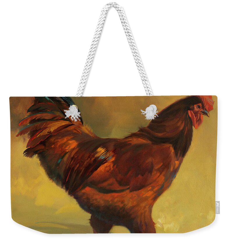 Farm Animals Weekender Tote Bag featuring the painting Mr. Cocky by Carolyne Hawley