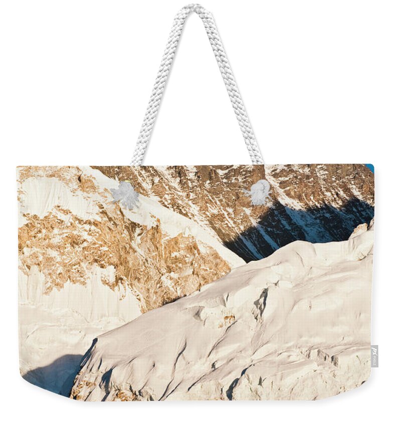 Himalayas Weekender Tote Bag featuring the photograph Mt Everest Summit Sunset Snowy by Fotovoyager