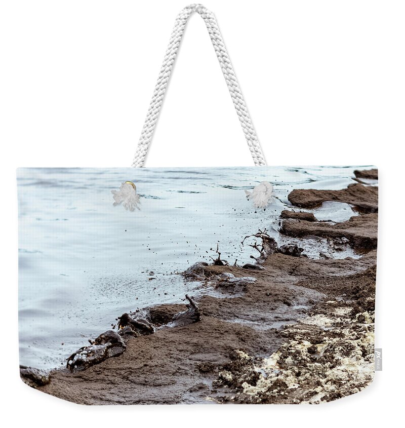 Abstractas Weekender Tote Bag featuring the photograph Muddy seashore by Silvia Marcoschamer