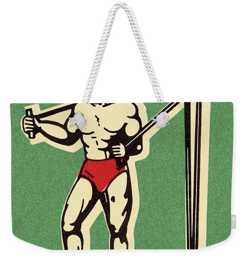 Adult Weekender Tote Bag featuring the drawing Muscle Man Working Out by CSA Images