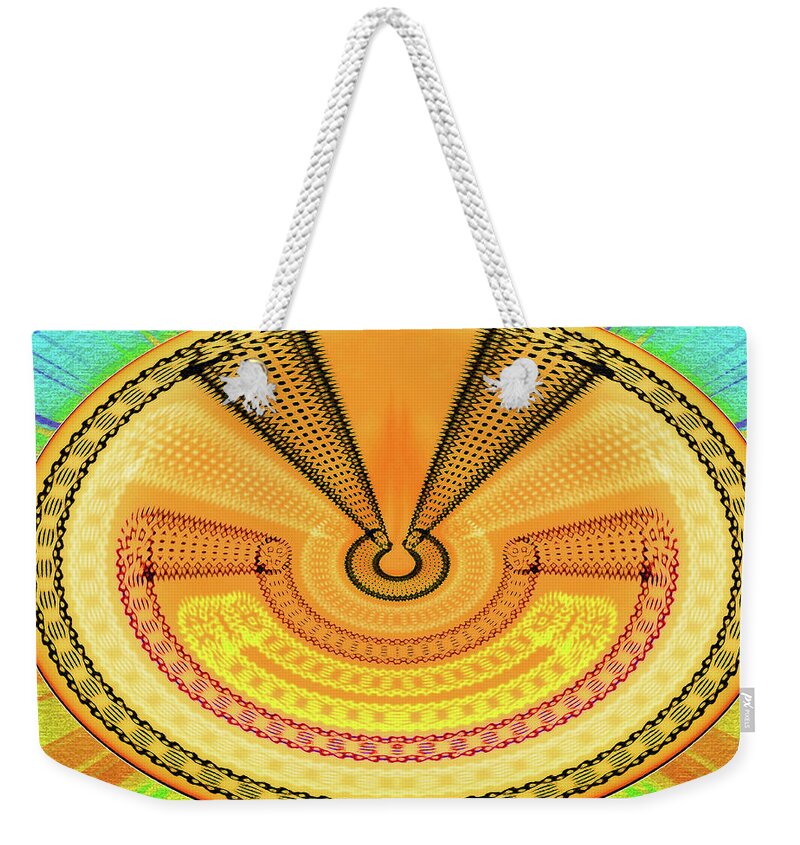 Mushroom Yellow Abstract Weekender Tote Bag featuring the digital art Mushroom Yellow Abstract by Tom Janca