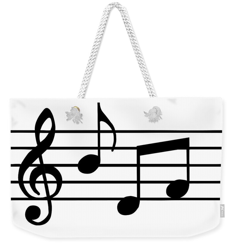 Sheet Music Weekender Tote Bag featuring the digital art Music Notes In Black And White by Comstock