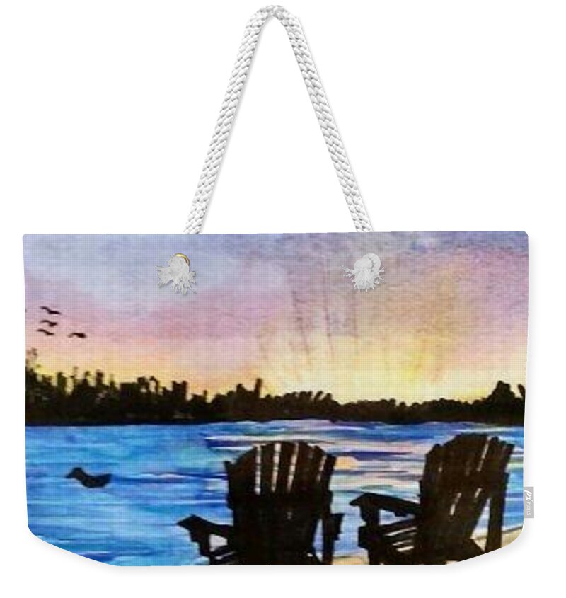 Muskoka Weekender Tote Bag featuring the painting Muskoka...ahhhh by Lynne McQueen