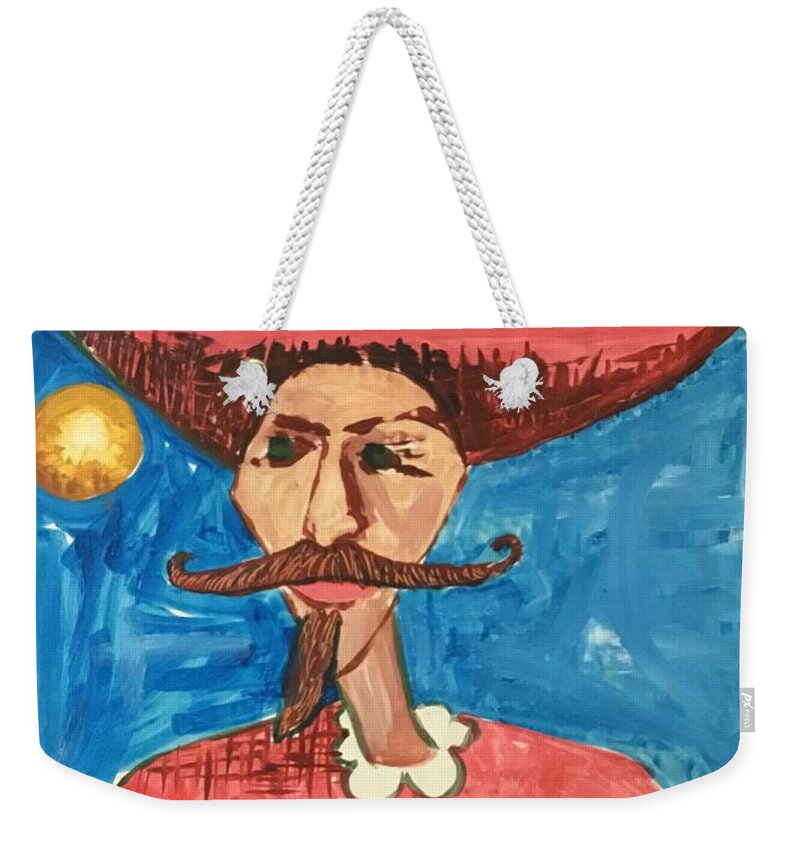 Ricardosart37 Weekender Tote Bag featuring the painting Mustachioed Juggler by Ricardo Penalver deceased