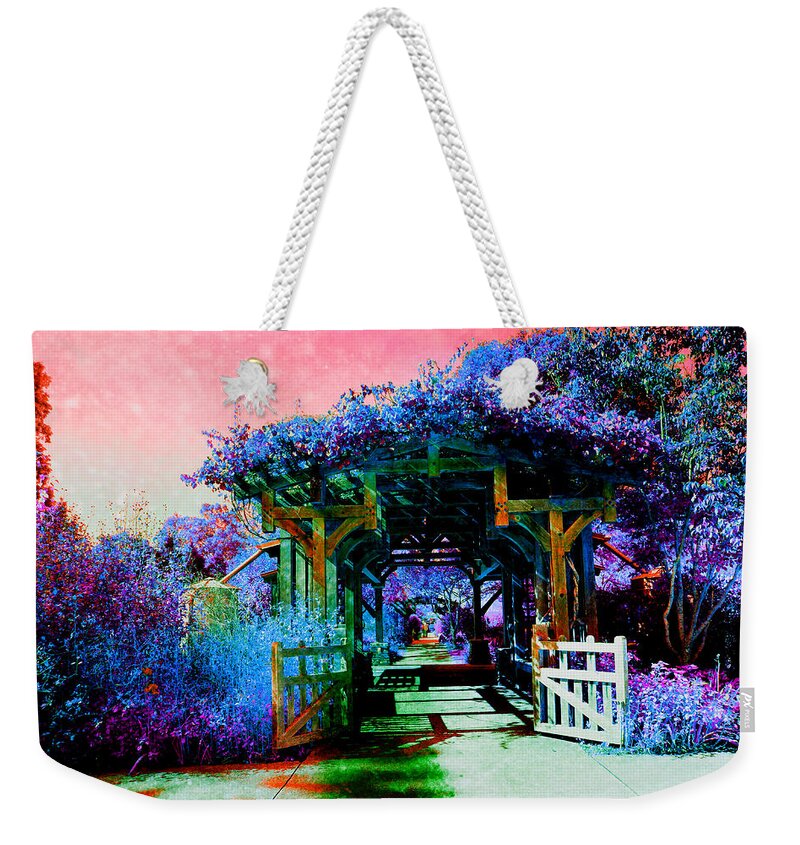 Garden Weekender Tote Bag featuring the mixed media My Fantasy Garden Spot by Stacie Siemsen